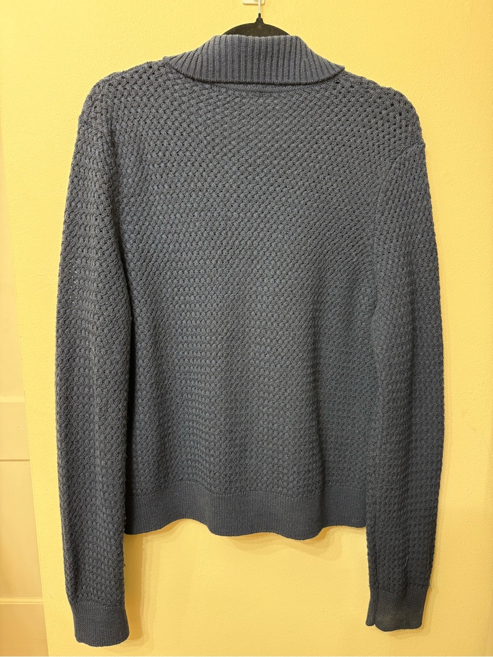 Rag & Bone S Basket Weave Knit Merino Blend Knit Preppy Navy Cardigan Gold - Picture 10 of 15